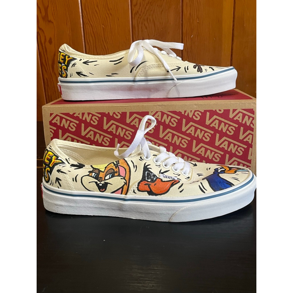 Men's Vans Looney Tunes Sneakers Size 8 Beige Blue - Picture 6 of 9